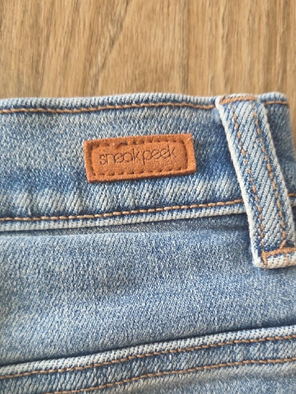 Sneak Peek Light Blue Denim Frayed-Hem Mini Skirt Size Medium - Picture 4 of 5